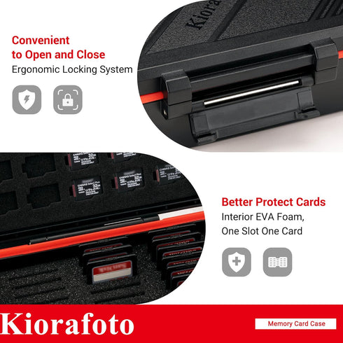 Kiorafoto 36 Slots SD MSD Memory Card Case Holder Water-Resistant Anti-Shock Storage Organizer for 21 SD SDHC SDXC Memory Cards or Switch Game Car...