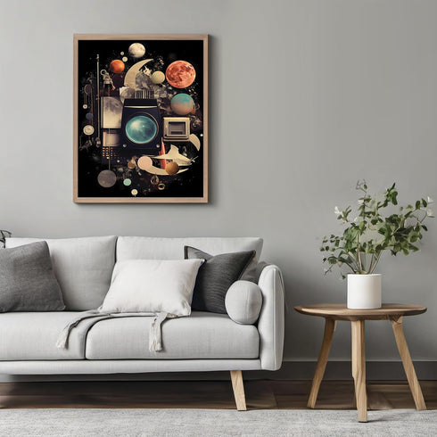 Posterizer 1 pcs-sci-fi surrealist collage with planets-Astronomy & Celestial Art-Abstract & Modern Art-Gift for Art Lovers- UNFRAMED Wall Art...