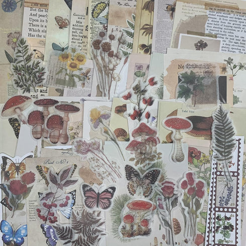 TIYPKE 200pcs Scrapbooking Stickers Herb Botanical - Mushroom Flowers Nature Butterfly journaling supplies Stickers for Bullet Journals Supplies A...