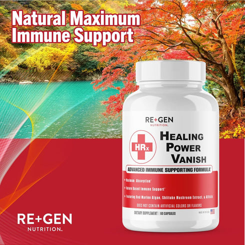 Herp Rescue Healing Power Vanish, Immune Support for Women, Mushroom Supplement, Pure Shiitake Mushroom, Beta Glucan, Red Marine Algae, 60 Capsule...