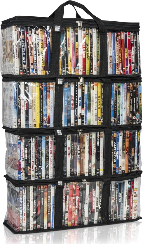 Made Easy Kit DVD Storage Bag - Clear PVC Organizer,Triple-Stitched Handles, Dividers - Stackable, Space-Saving, Fits 40 DVD Cases - Container for...