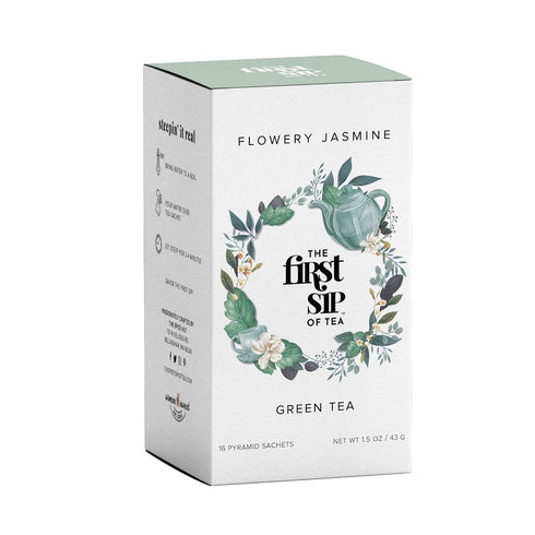 Flowery Jasmine Tea, Green Tea Bags, Pure Leaf Flower Blossoms, Natural, No Artificials, Hot & Iced - 16 Cups | The Spice Hut, First Sip of Tea...