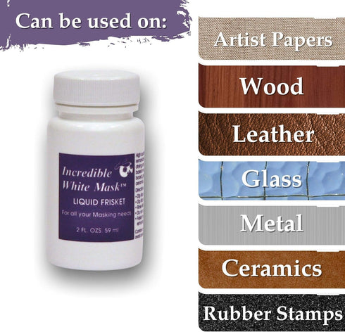 Grafix Incredible White Mask Liquid Frisket - Reliable Removable Latex Mask for Water-Based Mediums – Perfect for Use with Alcohol Inks, Watercolo...
