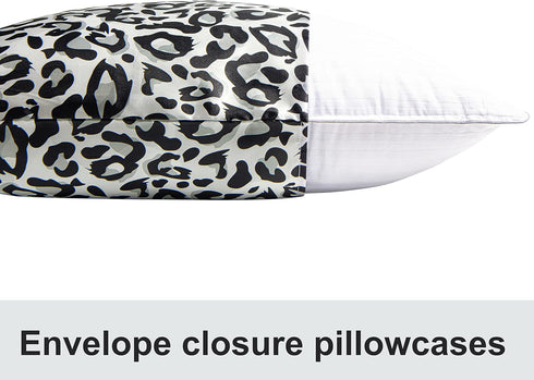 NTBAY 2 Pack Satin Standard Pillowcases for Hair and Skin, Luxurious and Silky Leopard Printed Pillow Cases with Envelope Closure, 20x26 Inches, B...