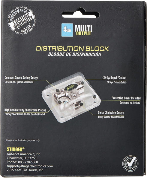 Stinger SPD511 PRO Series Power/Ground Distribution T-Block with Three 4 Gauge Inputs...