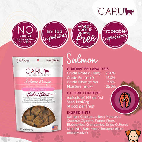 CARU - Soft 'n Tasty Baked Bites - Salmon Bites Dog Treats - Flavorful Training Treats - 4 oz...
