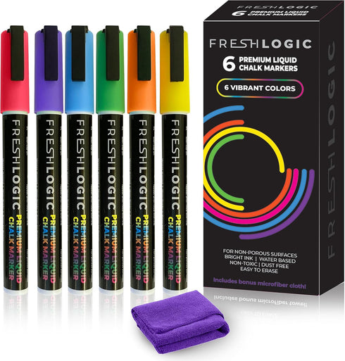Liquid Chalk Markers Erasable for Chalkboard, Blackboard, Whiteboard, Signs, Windows, Mirror, Glass, Bistro - Dry Erase Markers, Chalk Paint Marke...