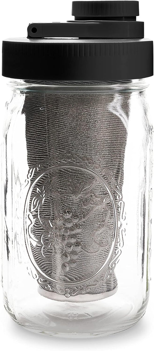 Brewing America Mason Jar Cold Brew Coffee Maker Infuser: Made in USA Wide Mouth Mason Jar with Screw Top Pour Lid, Stainless Steel Filter for Del...