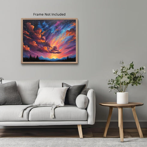Posterizer 1 pcs- mountains, trees, night sky landscape nature 1-Landscape & Nature Art-Floral Botanical Art- Decor for Home & Office- unframed wa...