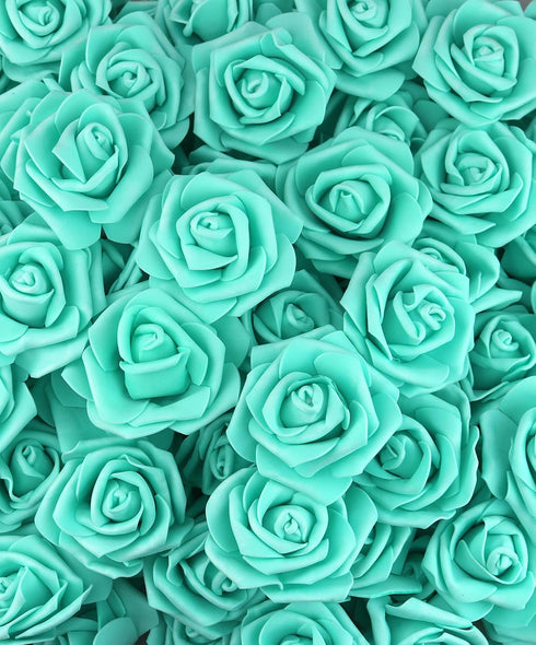 3 x 1.6 x 3 inches 100pcs DIY Real Touch 3D Artificial Foam Rose Head Without Stem for Wedding Party Home Decoration (100pcs, Tiffany)...