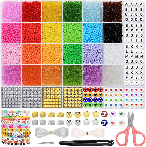 IOOLEEM Seed Beads, 10000+pcs 3mm Glass Seed Beads, Glass Beads for Jewelry Making, Seed Beads Kit, Seed Beads for Jewelry Making, Glass Beads for...