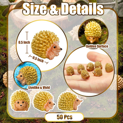 Exasinine 50Pcs Hedgehog Figurine Mini Hedgehog Resin Fairy Garden Accessories Mini Resin Animals for Plant Pots Bonsai Craft Decor Fairy Wild Gar...