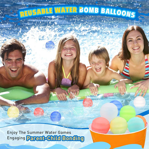 Reusable Water Balloons, 12 Pcs Refillable Silicone Water Balloons Summer Toy Water Toy for Boys and Girls Outdoor Beach Water Games Toys Self Sea...