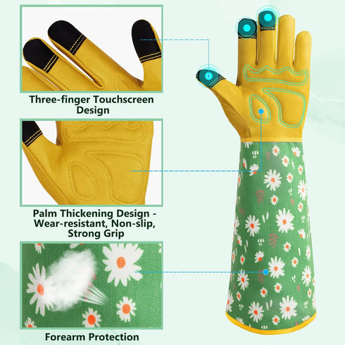 Velway Long Gardening Gloves for Women - Thorn Proof & Rose Pruning Forearm Protection Garden Gloves - Breathable Leather Long Garden Gloves Gifts...
