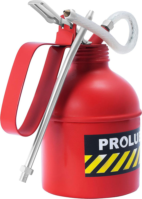 PROLUBE 41430 Steel PT-Type Oil Can, 200ml in Red, Includes 5 Rigid and 6 Flexible Spouts...