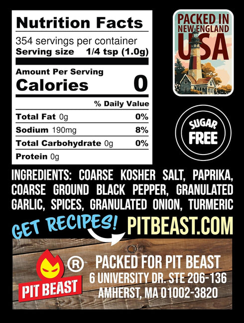 Pit Beast New England BBQ Rub | Keto, Sugar-Free, 0 Carbs, NO MSG, Gluten Free | Savory and Bold Barbecue and Grill Seasoning for Chicken, Burgers...