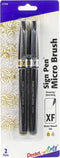 Pentel Arts Sign Pen Micro Brush, Gold & Silver Ink, 2-pk (SESF30BPXZ)...