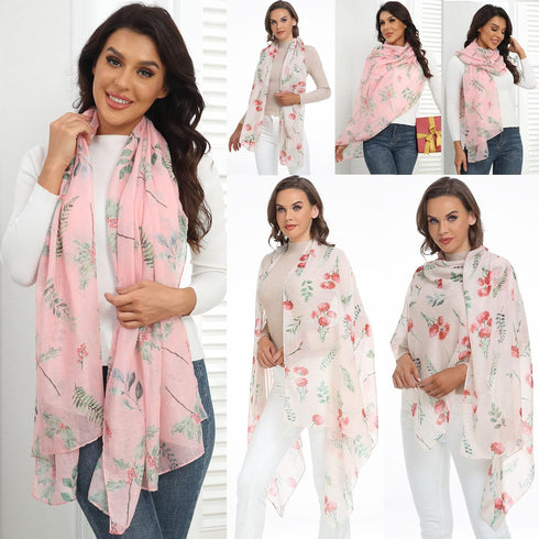 Rose Fashion Birth Flower Scarf For Women Christmas Scarf Shawls And Wraps Birthday Gifts Set Box For Mum/Grandma/Bridesmaid Unique Winter Idea We...