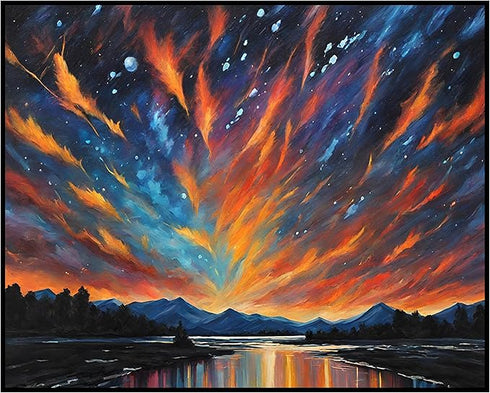 Posterizer 1 pcs- mountains, trees, night sky landscape nature 5-Landscape & Nature Art-Floral Botanical Art- Decor for Home & Office- unframed wa...