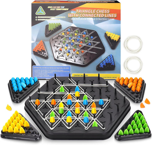 Triggle Rubber Band Game, Chain Triangle Chess Game Set Desktop Board Interactive Game for Kids Adult Family Party?2-4 Palyersf...