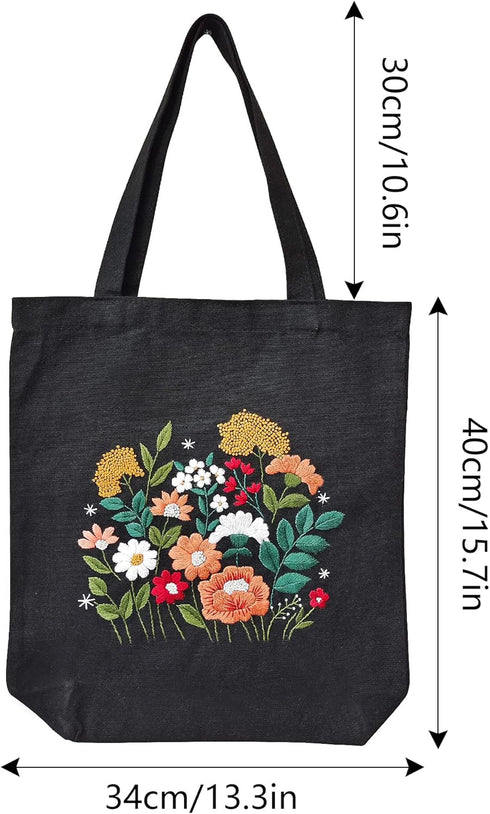 MAMUNU Canvas Tote Bag Embroidery Kit with Pattern for Beginners, Arts and DIY Crafts Kits for Adults, Include Instructions Embroidery Bag, Embroi...