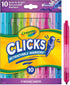 Crayola Clicks Retractable Markers (10ct), Washable Markers for Kids, Click Markers, School Supplies for Kids, Gifts, Ages 5+...