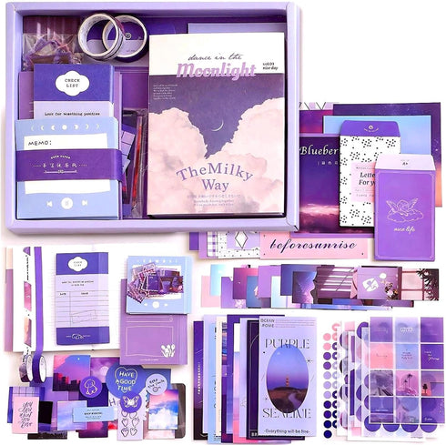 LCLAIDYDY 348 PCS Aesthetic Scrapbook Kit,Scrapbooking Supplies Kit, Junk Journal Supplies Kit with A6 Grid Notebook,Bullet Junk Journals Kit?DIY ...