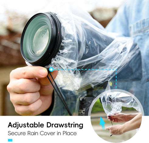 DSLR Camera Rain Cover JJC Rain Coat Sleeve Protector for Canon Nikon Fujifilm Sony Olympus Panasonic Pentax Sigma with a Lens up to 18" PE Materi...