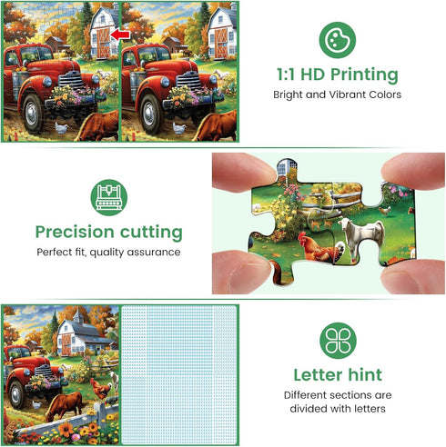 300 Pieces Jigsaw Puzzle for Adults,Country Life Puzzle 300 Pieces Highlights The Agricultural Life and Rural Beauty - Thick,Sturdy Pieces Challen...