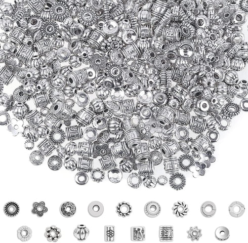 Cridoz Metal Spacer Beads for Making Bracelet, Necklace, Jewelry Making and Findings Accessories, 900Pcs, Silver...