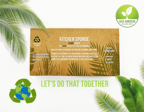 Natural Kitchen Sponges Compostable Cellulose and Coconut Scrubber Sponge Pack 12 Eco Walnut 100% Coconut Sponge Eco Friendly Biodegradable Non Sc...