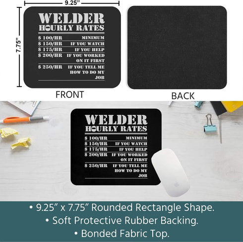 Funny Gag Sarcastic Mousepad Welder Hourly Rate Funny Welding Worker Employees Coworker Men Women Gift Office Poster Black Computer Mouse mat Mous...