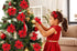 RECUTMS 10 PCS Red Glitter Poinsettia Flowers Christmas Tree Ornaments Fake Christmas Flowers Artificial Christmas Flowers Decorations Wedding Xma...