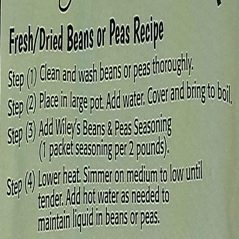 Wiley's Beans and Peas Seasonings -6 (SIX) Packets...