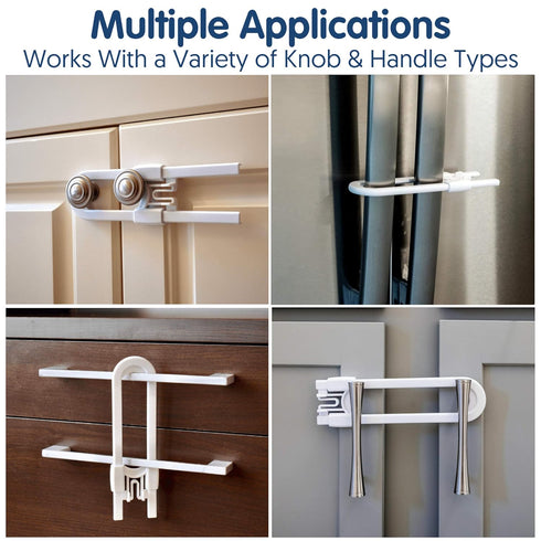 6-Pack Sliding Cabinet Locks - Reusable U-Shaped Child Cabinet Locks for Baby Proofing Cabinets, Drawers, Cupboards & More - No Tools, No Drilling...
