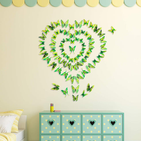 Amaonm® 60 Pcs 5 Packages Beautiful 3D Butterfly Wall Decals Removable DIY Home Decorations Art Decor Wall Stickers & Murals for Babys Bedroom Tv ...