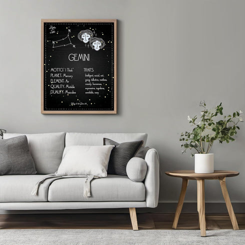 Posterizer 1 pcs-Astrology Posters-Zodiac Sign Gemini-Astrology & Zodiac Art-Astronomy- Gift for Steampunk Astrology Lovers-Living Room Bedroom De...