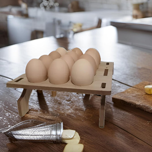 Stackable Wooden Egg Holder Countertop Egg Organizer for Fresh Eggs,Rustic Double Layer Egg Tray Rack Gathering 24 Eggs Display Stand for Home Kit...