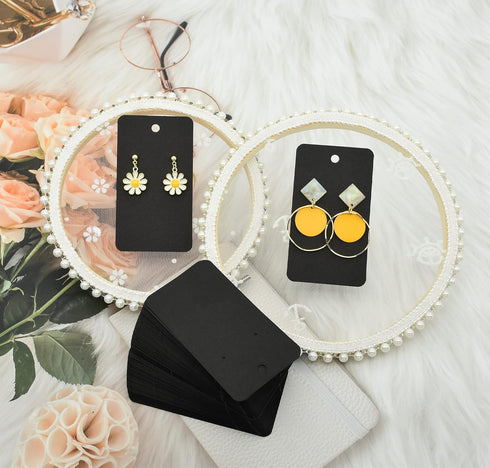 Twavang Earring Card Holder Set, 100Pcs Kraft Paper Earring Display Cards, 100 Pairs Clear Earring Backs with 100Pcs Self Adhesive Bags for Earrin...