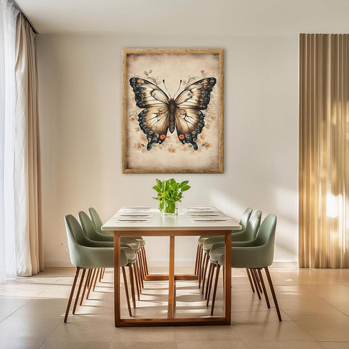 Posterizer 1 pcs- Beautiful butterfly with orange flowers-Art for Animal Lovers-Floral Botanical Art- Gift for Men Women Entrepreneur Teens-Decor ...
