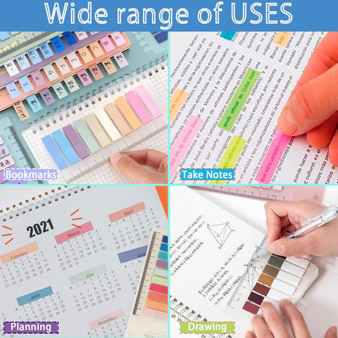 Sticky Tabs 800pcs Strip Index Tabs Page Markers Book Tabs Note Tabs Colorful Tabs Page Tabs Book Flags Writable Page Sticky Notes for Page Markin...