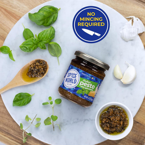 Spice World Italian Pesto Alla Genovese Seasoning Blend 6.7oz Jar Pesto Combines the Flavors of Basil, Pine Nuts, Garlic & More - Ready-to-Use Sea...