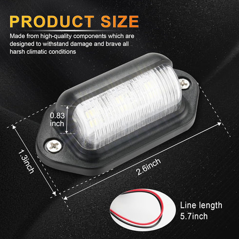 LivTee Waterproof 12V License Plate LED Light, for RV Camper Truck SUV Trailer Van, Step Courtesy & Cargo Lights, Xenon White (2PCS)...