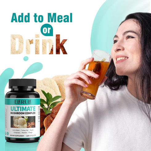 6 in 1 Mushroom Supplement - Focus, Memory, Nootropics Brain & Immune Support Mushroom Complex with Lions Mane, Reishi, Cordyceps, Chaga, Turkey T...
