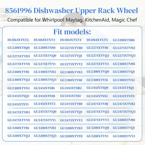 2PC WP8561996 8561996 Dishwasher Upper Rack Wheel Adjuster Compatible for Whirlpool Maytag, KitchenAid, Magic Chef Dishwashers Top Rack Parts W108...