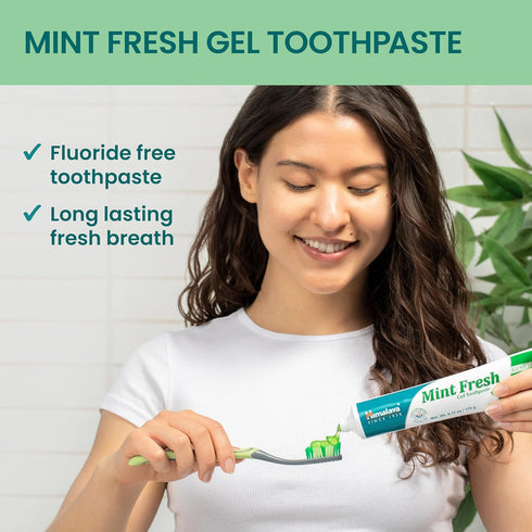 Himalaya Mint Fresh Gel Toothpaste, Fluoride Free to Reduce Plaque & Brighten Teeth, 6.17 oz...
