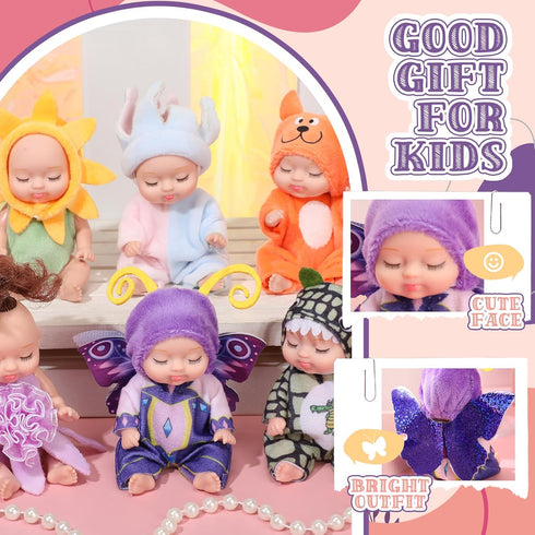 Hanaive 6 Pcs Mini Baby Dolls 4 Inch Lifelike Realistic Baby Dolls Mini Reborn Cute Baby Dolls Tiny Baby Doll Easter Egg Fillers Birthday Gifts Se...