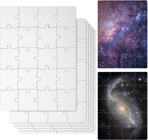 Skylety 6 Sets Sublimation Blanks Puzzles White Jigsaw Puzzle Blank Puzzles DIY Puzzle for Sublimation Transfer Thermal Transfer Heat Press Printi...