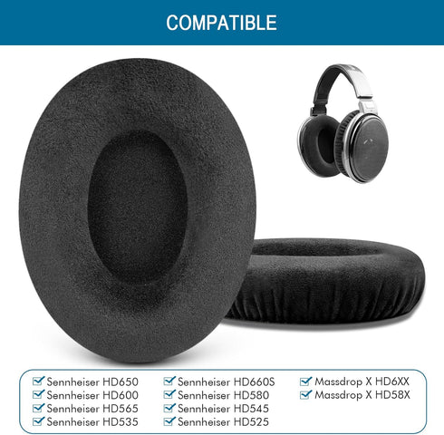 Earpads for Sennheiser HD650/HD600/HD660S/HD545/HD525/HD535 Headphones, Velour Ear Pads Cushions Replacement for Massdrop X HD6XX/HD58X and HD580/...