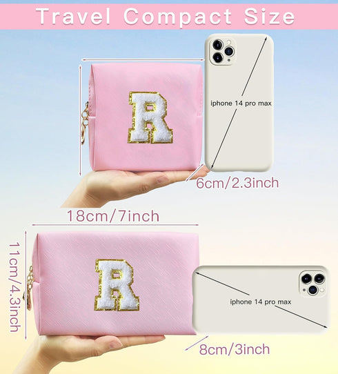 2Pcs Initial Letter Makeup Bag Small Small Cosmetic Period Pouch Sanitary Napkin Cable Toiletry Skincare Travel Accessory Preppy Traveling Make Up...